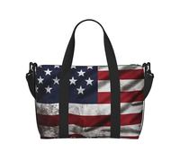 Sac de voyage léger et imperméable avec imprimé carlin noir et jaune pour hommes, femmes et adolescents, Drapeau américain Indépendance 4 juillet, Taille unique, Sac de voyage