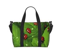 Sac de voyage léger et imperméable avec imprimé coquillages de mer et sac de voyage pour hommes, femmes et adolescents, Feuilles et coccinelles., Taille unique, Sac de voyage
