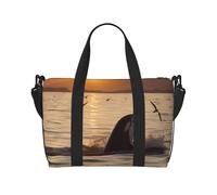 Sac de voyage léger et imperméable avec imprimé coquillages de mer et sac de voyage pour hommes, femmes et adolescents, Orque sous le coucher du soleil, Taille unique, Sac de voyage