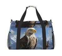 Sac de voyage léger et imperméable - Sac fourre-tout pliable pour week-end - A Lone Eagle - Sac de sport pour homme et femme - Noir - Taille unique, Noir/blanc, One Size