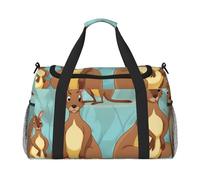 Sac de voyage léger et imperméable - Sac fourre-tout pliable - Sac de nuit amusant pour le zoo kangourou - Sac de sport pour homme et femme - Noir - Taille unique, Noir , Taille unique