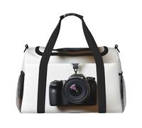 Sac de voyage léger et imperméable - Sac fourre-tout pliable - Sac de week-end pour la nuit - À suspendre sur un mur blanc - Sac de sport pour homme et femme, noir, One Size