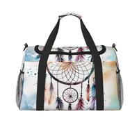 Sac de voyage léger et imperméable - Sac fourre-tout pliable - Sac de week-end pour la nuit - Aquarelle - Attrape-rêves - Sac de sport pour homme et femme, noir, One Size