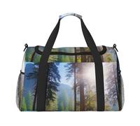 Sac de voyage léger et imperméable - Sac fourre-tout pliable - Sac de week-end pour la nuit - Parcs nationaux - Sac de sport pour homme et femme - Noir - Taille unique, Noir/blanc, One Size