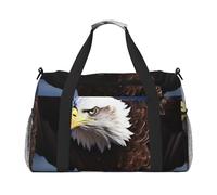 Sac de voyage léger et imperméable - Sac fourre-tout pliable - Sac de week-end - Sac de sport aigle pour homme et femme - Noir - Taille unique, Noir/blanc, One Size