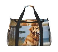 Sac de voyage léger et imperméable - Sac fourre-tout pliable - Sac de week-end - Sac de sport Golden Retriever pour homme et femme, noir, One Size