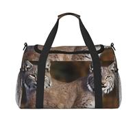 Sac de voyage léger et imperméable - Sac fourre-tout pliable - Sacs de week-end - Sac de sport Canada Lynx pour homme et femme - Noir, taille unique, Noir/blanc, One Size