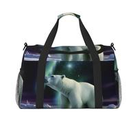 Sac de voyage léger et imperméable - Sac fourre-tout pliable - Sacs de week-end - Sacs de nuit - Ours polaires - Aurores boréales - Sac de sport pour homme et femme, noir, One Size