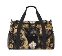 Sac de voyage léger et imperméable - Sac fourre-tout pliable - Trois bouledogues français - Sac de sport pour homme et femme - Noir - Taille unique, Noir , Taille unique