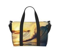 Sac de voyage léger et résistant à l'eau avec imprimé camouflage à rayures tigre pour hommes, femmes et adolescents, Coucher de soleil, mer, surf, paysage marin, Taille unique, Sac de voyage