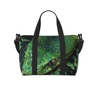 Sac de voyage léger et résistant à l'eau avec imprimé « Happy Birthday » - Grand sac de sport et de voyage pour hommes, femmes et adolescents, Art en peau de serpent verte, Taille unique, Sac de