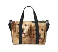 Sac de voyage léger et résistant à l'eau avec imprimé « Happy Birthday » - Grand sac de sport et de voyage pour hommes, femmes et adolescents, Golden Retriever Dogs Chiots, Taille unique, Sac de