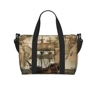 Sac de voyage léger et résistant à l'eau avec imprimé journal HD, sac de gym et de voyage pour hommes, femmes et adolescents, Thème nautique pirate, Taille unique, Sac de voyage