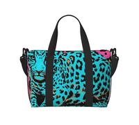 Sac de voyage léger et résistant à l'eau avec imprimé journal HD, sac de gym et de voyage pour hommes, femmes et adolescents, Adorable léopard turquoise, Taille unique, Sac de voyage