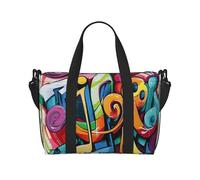 Sac de voyage léger et résistant à l'eau avec imprimé journal HD, sac de gym et de voyage pour hommes, femmes et adolescents, Style graffiti musical, Taille unique, Sac de voyage