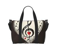 Sac de voyage léger et résistant à l'eau avec imprimé journal HD, sac de gym et de voyage pour hommes, femmes et adolescents, Symboles de musique amour., Taille unique, Sac de voyage