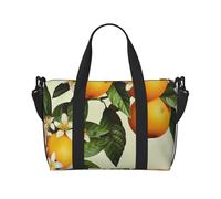 Sac de voyage léger et résistant à l'eau avec imprimé pailleté noir et blanc pour hommes, femmes et adolescents, Fleurs jaunes et orangers, Taille unique, Sac de voyage