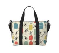Sac de voyage léger et résistant à l'eau pour homme, femme et adolescent - Imprimé sable - Motif coquillages, Motif rétro étoiles Atomic, Taille unique, Sac de voyage