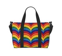 Sac de voyage léger et résistant à l'eau pour homme, femme et adolescent Motif champ de football Satdium, Motif arc-en-ciel, Taille unique, Sac de voyage
