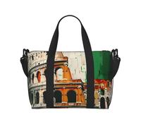 Sac de voyage léger et résistant à l'eau pour homme, femme et adolescent Motif champ de football Satdium, Drapeau du Colisée romaine italien., Taille unique, Sac de voyage