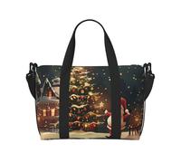 Sac de voyage léger et résistant à l'eau pour homme, femme et adolescent Motif fleurs de la nature et coucher de soleil, Merry Christmas Art, Taille unique, Sac de voyage
