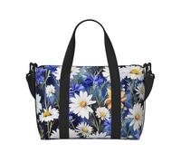 Sac de voyage léger et résistant à l'eau pour hommes, femmes et adolescents - Motif avion de la Seconde Guerre mondiale, Fleurs sauvages et bleuets marguerites, Taille unique, Sac de voyage