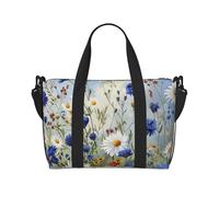 Sac de voyage léger et résistant à l'eau pour hommes, femmes et adolescents - Motif avion de la Seconde Guerre mondiale, Fleurs sauvages et bleuets marguerites Art, Taille unique, Sac de voyage