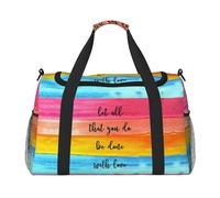 Sac de voyage « Let All You Do Be Done with Love » pour homme et femme, sac fourre-tout en polyester imprimé avec bandoulière, Noir , Taille unique