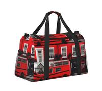 Sac de voyage London Street Print Sac de week-end Sac de gym Sac de nuit Sacs de voyage essentiels pour femmes hommes Sac à bandoulière, Noir , Taille unique
