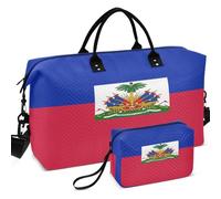 Sac de voyage matelassé à ultrasons avec poches multiples pour le rangement facile pour le sport et la salle de sport, Drapeau national d'Haïti, one size, Rétro