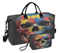 Sac de voyage matelassé à ultrasons Motif vague | Pochette de séparation en maille grande capacité pour toutes les saisons autisme, hommes, femmes, enfants