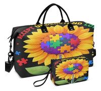 Sac de voyage matelassé à ultrasons Motif vague | Pochette de séparation en maille grande capacité pour le rangement quotidien de sensibilisation à l'autisme