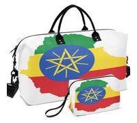 Sac de voyage matelassé à ultrasons Motif vague | Pochette de séparation en maille légère pour le sport et la salle de sport Drapeau de la fierté nationale de l'Éthiopie