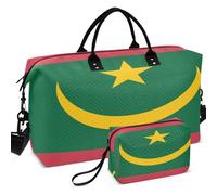 Sac de voyage matelassé avec séparateur en maille imprimée, rangement facile pour toutes les saisons, Drapeau national de la Mauritanie, one size, Rétro