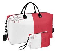 Sac de voyage matelassé imprimé sur toute la surface avec petite pochette légère pour le rangement quotidien, Drapeau national de Malte, one size, Rétro
