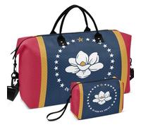 Sac de voyage matelassé imprimé sur toute la surface, forme convertible, portable pour voyage, Drapeau de l'État du Mississippi, one size, Rétro