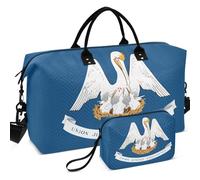 Sac de voyage matelassé imprimé sur toute la surface, forme convertible, portable pour voyage, Drapeau de l'État de Louisiane, one size, Rétro