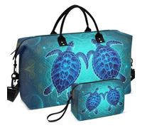 Sac de voyage matelassé imprimé sur toute la surface - Grande capacité pour le sport et la gym, Hawaï Tortue de mer Bleu Océan Été _ Bleu Océan, one size, Rétro