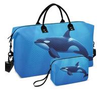 Sac de voyage matelassé imprimé sur toute la surface - Grande capacité pour le sport et la gym, Orca Sea Panda Under the Sea Killer Whale, one size, Rétro