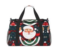 Sac de voyage Merry Christmas Santa Claus avec fermetures éclair et poignées, grand sac de sport pliable pour les vacances en famille, Noir , Taille unique