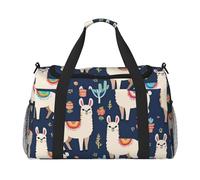 Sac de voyage mignon à imprimé lama pour homme et femme, sacs de voyage pliables et sac fourre-tout spacieux pour le rangement d'articles de toilette, bagages, articles personnels, noir, L, Noir , L