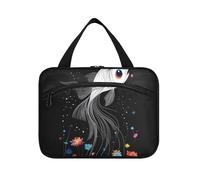 Sac de voyage mignon avec poisson de combat siamois à suspendre pour femme avec crochet, sac de maquillage compact pour femmes, trousse de toilette pour femmes, maletín para maquillaje L