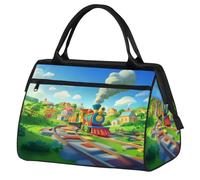 Sac de voyage mignon en train de dessin animé pour femmes, hommes, enfants, garçons, filles, week-end, sac fourre-tout de 24 L, sac fourre-tout pour le sport, la gym, le yoga, couleur, Big, Organiseur