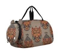 Sac de voyage mignon fantômes blancs pour filles Sac fourre-tout Weekender Nuit Garçons Sac de sport Compartiment à chaussures, Tête de loup orange marron, Classique