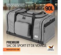 Sac de voyage MONZANA® Sac de Sport Gris 90L Fitness Football Transport Bandoulière amovible Réglable Weekender Duffelbag