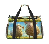 Sac de voyage Mother Sheep And Little Sheep In The Meadow - Sac de voyage pour homme et femme - Convient pour les voyages et les activités de plein air