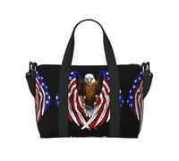 Sac de voyage motif aigle patriotique des États-Unis 40 L, avec sangle réglable, idéal pour la gym, le sport, la pêche, la chasse, les voyages
