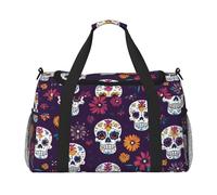 Sac de voyage motif crâne de sucre ethnique squelette sac de gym pour homme femme léger bagage à main pour entraînement vacances
