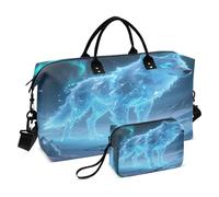 Sac de voyage motif loup aurores boréales, sac de sport, yoga, sac à main pour homme et femme, Loup aurores boréales, Taille unique, Sac de voyage