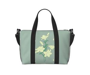Sac de voyage motif lys blancs 40 L, avec sangle réglable, idéal pour la gym, le sport, la pêche, la chasse, les voyages
